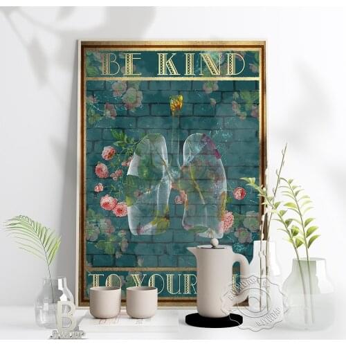 Yoga Blue Green Be Kind To Yourself Canvas Painting Poster Nordic Style Meditation Wall Art Pictures Yoga Gym Home Wall Decor