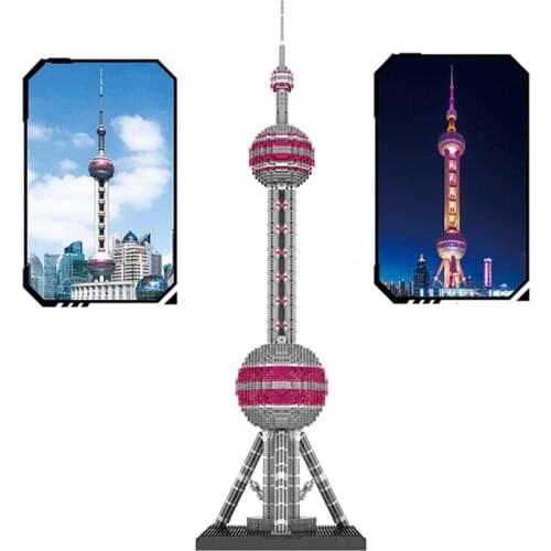 PZX Diamond Blocks Oriental Pearl Tower London Bridge World Famous Architecture Mini Building Bricks toys for kids gifts 9921