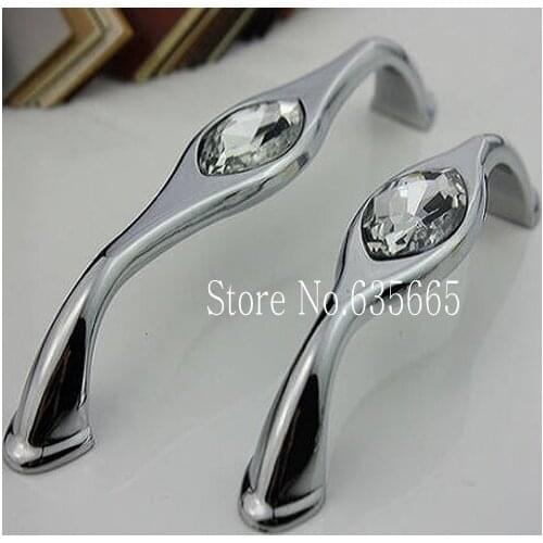 2pcs 96MM Crystal Glass Furniture Handles Chrome Door Knobs Drawer Wardrobe for Kitchen Cabinets Cupboard Pull Door Accessories