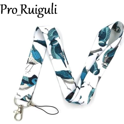 100pcs Blue bird Neck Strap Lanyard keychain Mobile Phone Strap ID Badge Holder Rope Key Chain Keyring cosplay Accessories