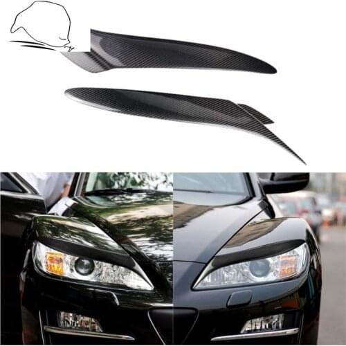 For Mazda RX8 2004 2005 2006 2007 2008 Carbon Headlight Eyebrow Cover Sticker Head Lamp Light Eyelid Overlays Trim Car styling