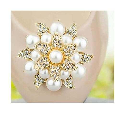 Vintage Fashion Silver Plated Pearl Leaf Flower Pin Brooch Wedding Bouquet Fashion Jewelry Brooch