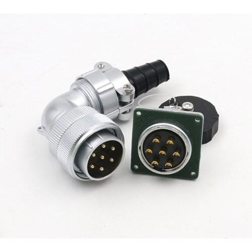 WEIPU WF28 90° Bend Male Plug Female Socket M28 Waterproof Metal Panel Power Connector 2 3 4 7 8 9 10 12 16 17 20 24 26 Pin 50A