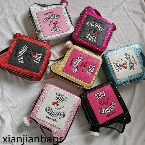 Xianjian Bad Bitch Fuel Tank Sequined Handbag Purse for lady girls 7 colored fuel handbags Wholesale Handbags