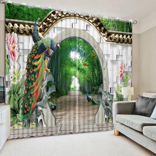 Nature scenery curtains 3D Curtain Printing Blockout Polyester Chinese Sun Photo Drapes Fabric For Room Bedroom Window