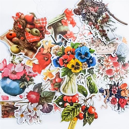 18pcs Cute Hand painted nostalgic garden flowers Paper Stationery Sticker Decoration Label for Scrapbooking Diary Book Planner