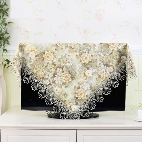 19 - 70 inch TV Cover Decorative Hood Curtain Decor for Flat Screen LCD PC Table Blending Jacquard Lace Blue Green Orange
