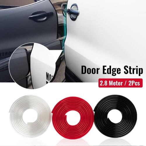 2Pcs 2.8 Meter Car Door Edge Guard Scratch Strip Protector Rubber Sealing Trim Molding Cover Universal