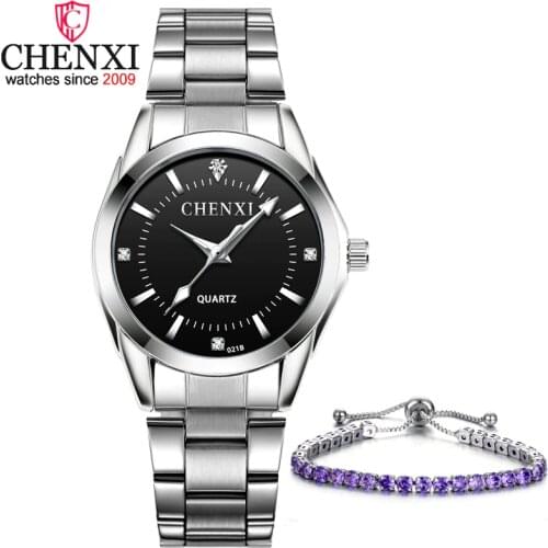 2PCS/Set Contain Women Quartz Watches and Fashion Jewelry Bracelets CHENXI Fashion Casual Wristwatches Ladies Luxury Brand Clock