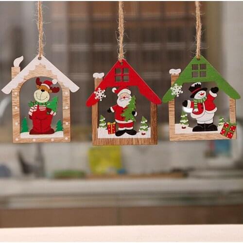 2021 Christmas Decorations Wooden Craft Hollowed Out Christmas Tree Small Pendant Christmas Decorations