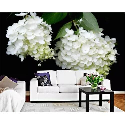 Beibehang Custom Wallpaper Living Room Bedroom 3d Wallpaper White hydrangea TV Background Wall 3d wallpaper mural papier peint