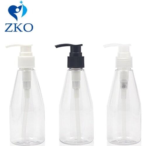 5pcs 200ml Clear Conical Shampoo Shower Gel Body Wash Bottles Dispenser Empty Refillable Cosmetic Container Lotion Pump Bottle