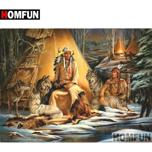 HOMFUN 5D DIY Diamond Painting Full Square/Round Drill "Character wolf" 3D Embroidery Cross Stitch gift Home Decor A00268