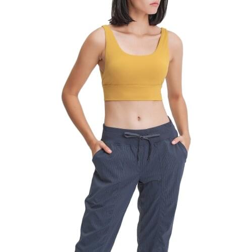 New Women Seamless Underwear Solid-Color U-Collar Sports Bra With Chest Pad For Girls Sports Solid Color Indoor/ Outdoor