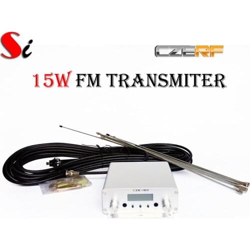 CZE-15a 15W stereo PLL FM transmitter broadcast radio station + GP1 antenna + Power supply + MIC Kit