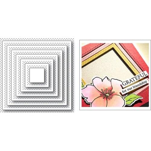 Double Stitched Square Nesting Frame 2020 New Metal Cutting Dies for Scrapbooking and Card Making Decor Embossing Craft No Stamp