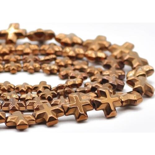 Cross Jesus Hematite Natural Stone Blue 6/8/10MM Charm Spacer Loose Beads For Jewelry Making Handmade DIY Bracelets Accessories