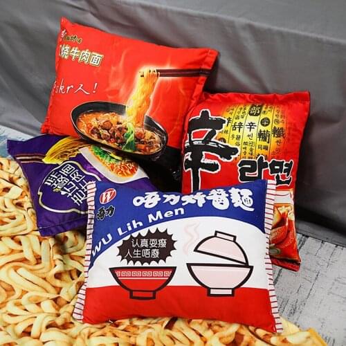 Simulation Instant Funny Noodles Plush Pillow With Blanket Plush Pillow with Blanket Beef Fried Noodles Stuffed Toys Xmas Gifts