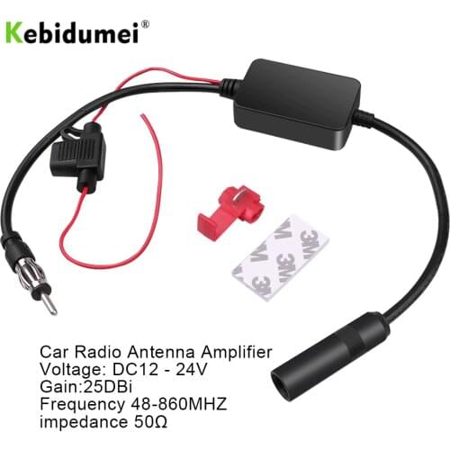 Kebidumei Auto Car Radio FM Antenna Signal Amp Amplifier Booster 12V For Marine Car Vehicle FM Amplifier 88-108MHz Universal