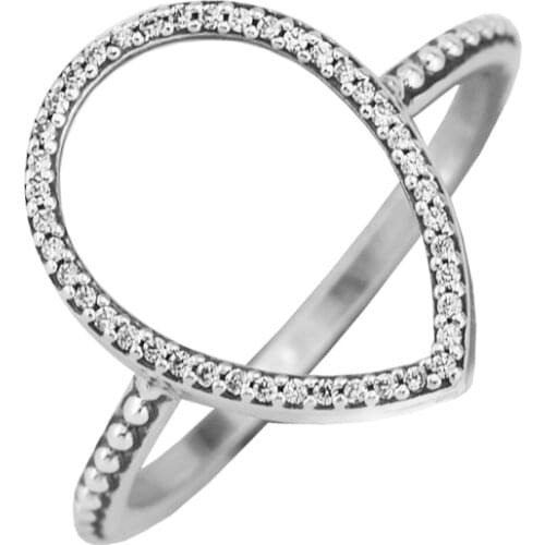 CKK Ring Teardrop Silhouette Silver Rings For Women Men Anel Feminino 100% 925 Jewelry Sterling Silver Anillos Wedding