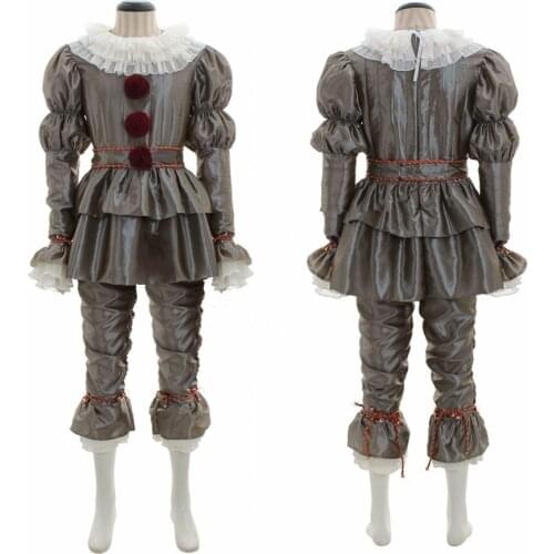 Movie Pennywise Costume Adult Children Clown Joker Cosplay Suit Halloween Clothes Party Stephen Kings It Men Female Prop