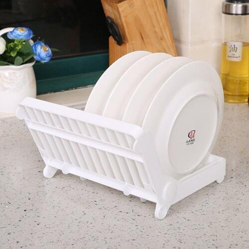 Creative and Fashionable Kitchen Storage Folding Dish Rack Desktop Cabinets Plastic Drain Dish Rack Dish Tableware Rack