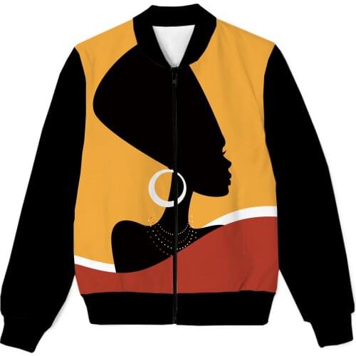 2 Styles Real American US SizeAfrican Queen Nef 3D Sublimation Printing Plus size 3XL 4XL 5XL 6XL Zipper Up Jacket