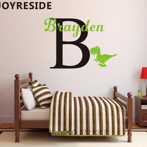 Cute Dinosaur Wall Decal Personalized Name Boys Kids Bedroom Decor Gift Wall Sticker Animal Baby Dinosaurs Customed Names M134