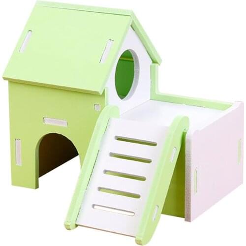 Cute Wood Hamster Hideout Toy Detachable Handmade Hamster Cage House For Small Animal Hideout Pet Sleeping Nest