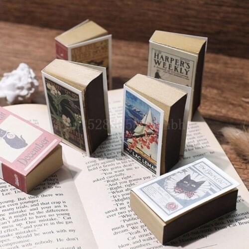 Retro Mini 122 Sheets Memo Pad Matchbox Pattern Notebook Tearing Sticky Notepad Office School Stationery Supplies Kids Gifts