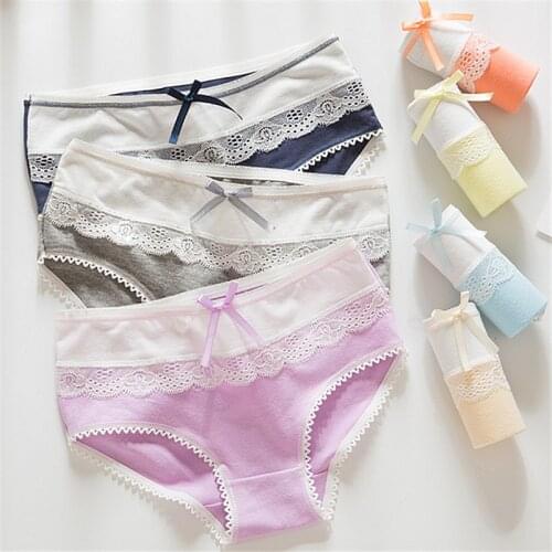 Fashion Simple100% Cute Cotton Lace Underwear For Women Rosette Breathable Comfortable Panties Wholesale