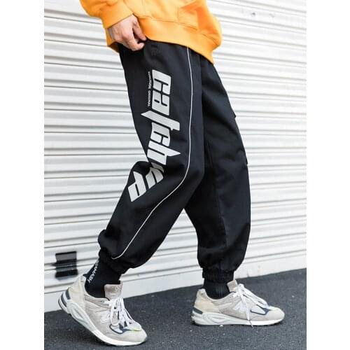 Pants For Men Cargo Pockets Reflective Drawstring Hip Hop Black Pants Mens Autumn 2020 New Arrival