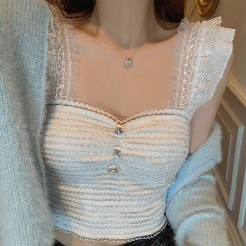 A soft yellow sweater cardigan lace top collaosed cream white small vest