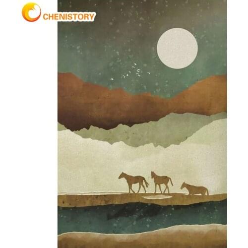 CHENISTORY Horse DIY Painting By Numbers On Canvas With Frame Animal Drawing Craft Kits For Adults Coloring By Number Home Decor