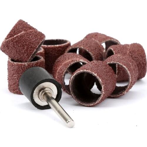 10pcs 12.5mm Sanding Drum Set With Sanding Mandrels Sanding Bands For Nail Dremel Accessories