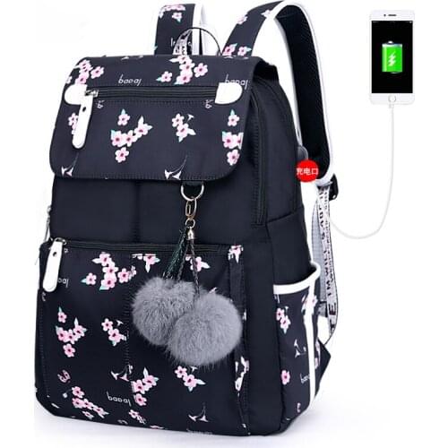 35L Nylon Backpack New Fashion Women Backpack Flower Schoolbags for Teenage Girls Women Shoulder Bags Rucksacks Scoolbag Mochila
