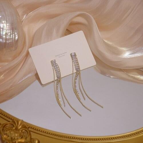 2020 New Trendy Hot Sale Womens Earrings Delicate Zircon Tassels Dangle Drop Earrings For Women Brides Party Jewelry Wholesale