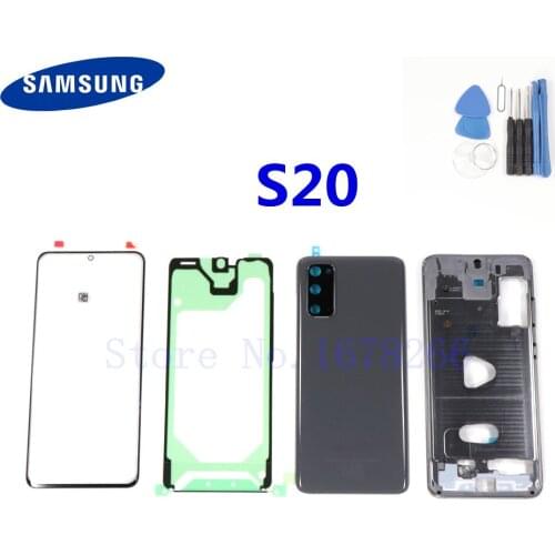 Original Full Housing Case Battery Back Cover Front Screen Glass Middle Frame For Samsung Galaxy S20 G980 G980F Complete Parts