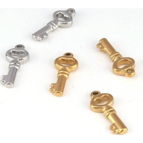 5pcs/Lot 20x8mm Stainless Steel Gold Heart Key Handmade Charms for DIY Bracelet Necklace Jewelry Making Accessories Supplies