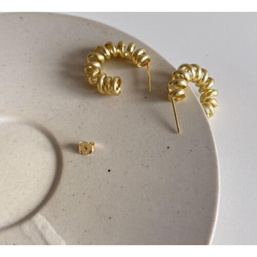 REAL. Authentic 925 Sterling silver Spring Ear Piercing Stud earrings temperament Jewelry C-C820