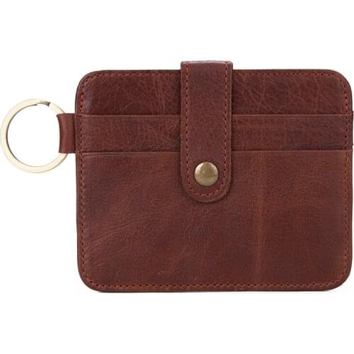 Luxury Slim Soft Wallet 100% Genuine Leather Mini Credit Card Wallet Purse Card Holders Men Wallet Thin Small Whit Keychain