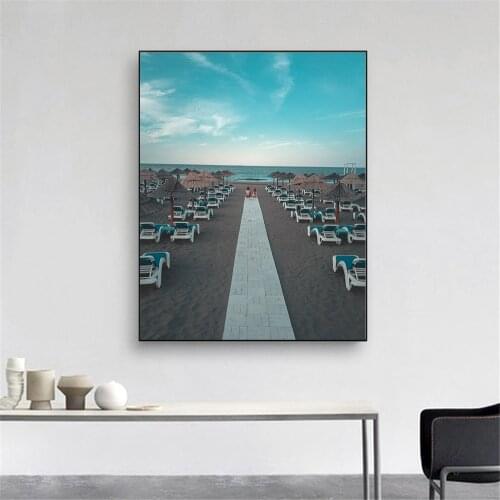 Modern Seascape Art Decoration Painting Sea Beach Boat Posters Canvas Print Wall Picture Nautical Coastal Lighthouse Home Decor