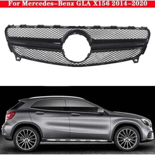 Car styling Middle grille for Mercedes-Benz GLA X156 GLC X253 W253 2014-2020 ABS plastic Silver Black front bumper Center Grille