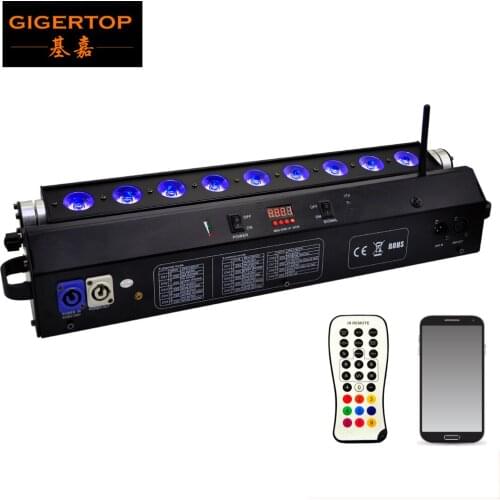 Discount Price TP-G3044-5IN1 Smart DJ Battery Powered Wireless DMX LED BAR light 9 x 15W RGBWA 5 IN 1 LED Stage Lighting Bar
