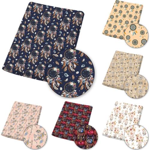 Polyester Cotton Fabric Feather Camouflage Printed Indian Style Cloth Sheet Patchwork Home Textile DIY Sewing Craft 45*145cm/pc