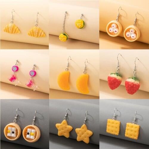 Tocona Lovely Strawberry Fruit Drop Dangle Earrings for Women Girls Pineapple Biscuit Hollow Geometric Party Jewelry серьги