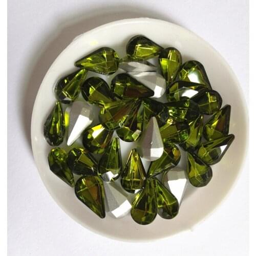 TopStone 8x13mm 6x10mm Olivine Color Crystal Glass Pear Drop Pointback Rhinestones