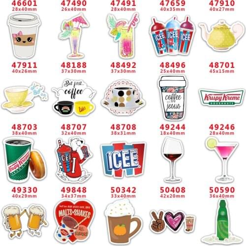 DIY Craft Supplies Sewing Accessories Cartoon Drinks Printed Planar Resins Mold 30 Pieces. PR-46601