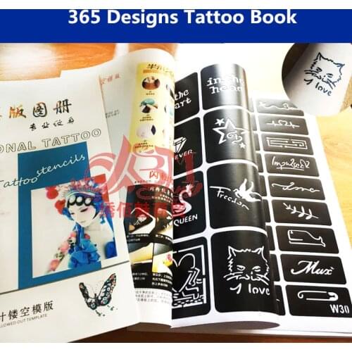 365pcs/book Airbrush Tattoo Stencil for Men Women Letters Flower Animal Ankle Arm Back Body Art Painting Glitter Henna Stencils