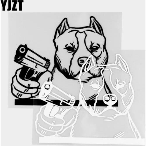 YJZT 13.9×15.2CM Staffordshire Hound Weapon Car Sticker Vinyl Decal Rear Window Glass Decoration Black / Silver 20C-0408